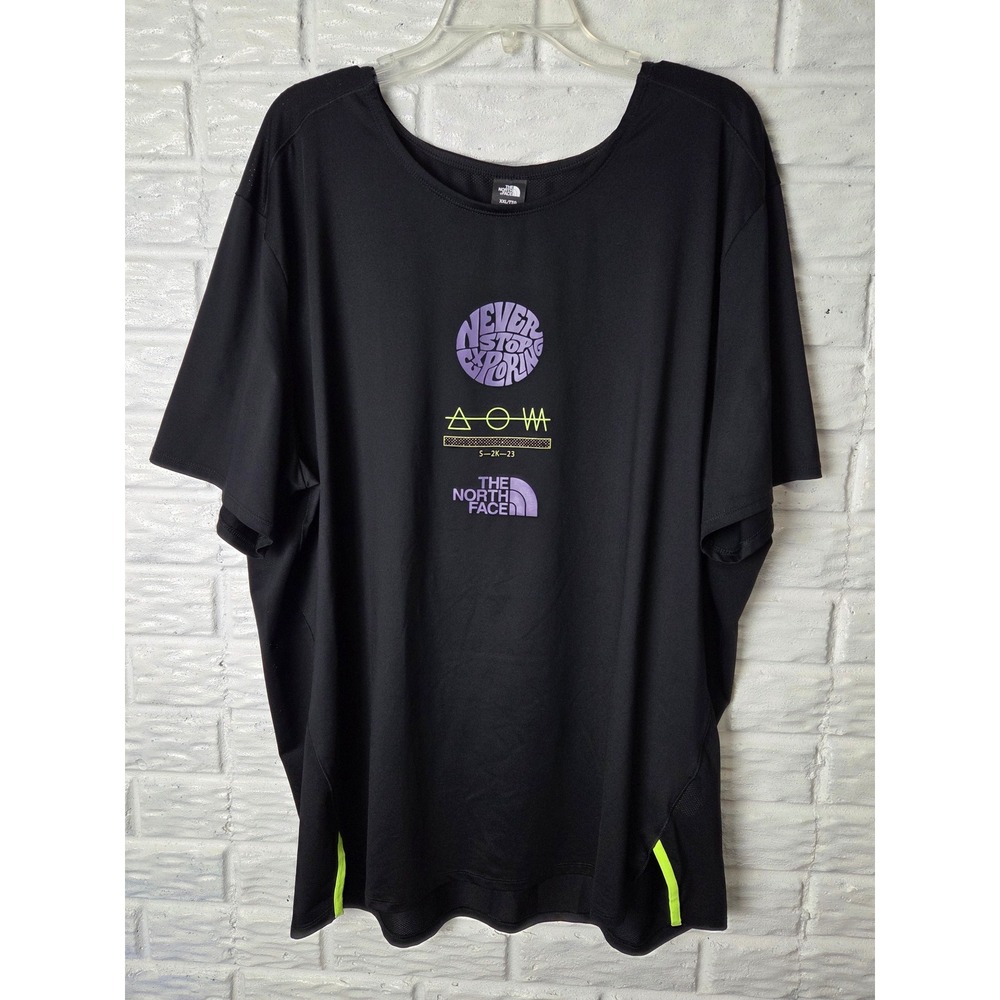 The North Face Men's size XXL Black short sleeve Trailwear Never Stop Exploring